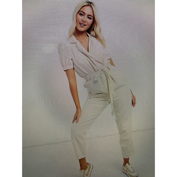 Miss Selfridge size 6 utility jumpsuit in cream - Picture 1 of 8